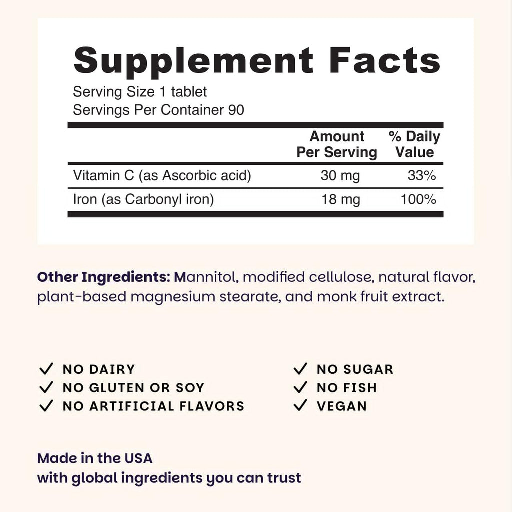 EZ Melts Iron - Supplement for Daily Energy & Iron Support - with Vitamin C - No Artificial Flavors - Non-GMO & Vegan - Zesty Orange