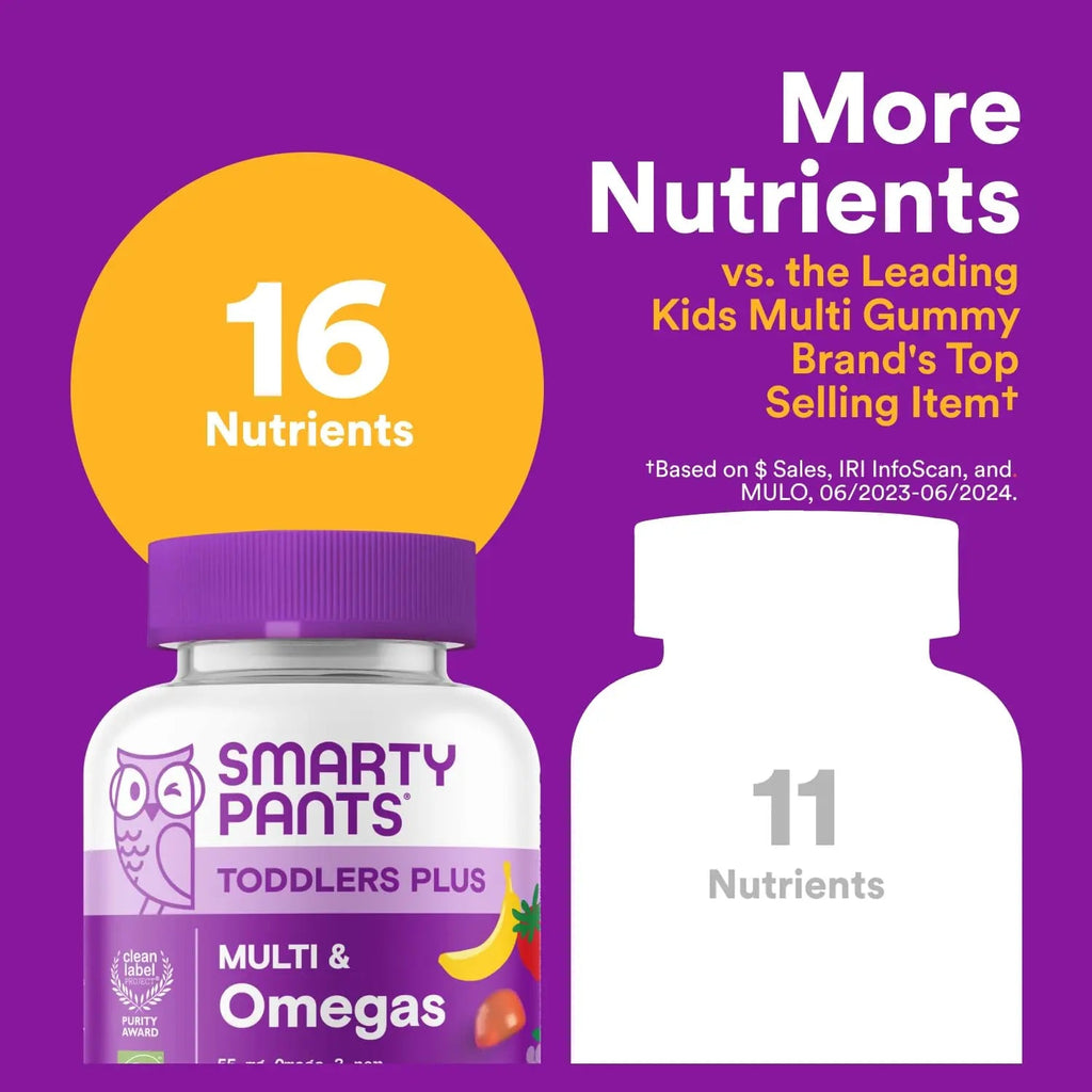 SmartyPants Toddler Multivitamin Gummies - Improved Formula: Omega 3 (DHA/EPA), Vitamins D3, C, Vitamin B12, B6, A, K & Zinc SmartyPants Au supplements