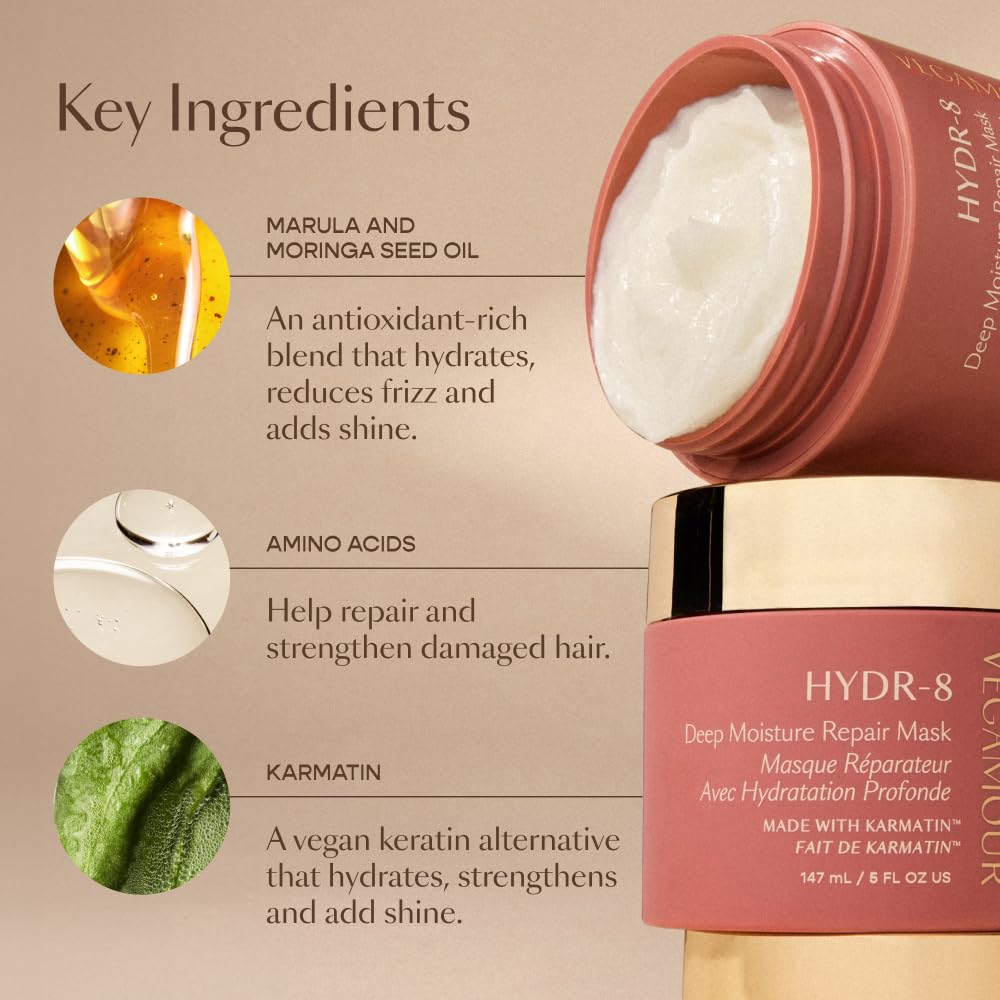 VEGAMOUR HYDR-8 Deep Moisture Repair Mask, Deep Conditioner Hair Mask Formulated Without Sulfates for Dry, Damaged, Frizzy Hair, Floral & Vanilla Scent, 5 fl. oz. VEGAMOUR Au supplements