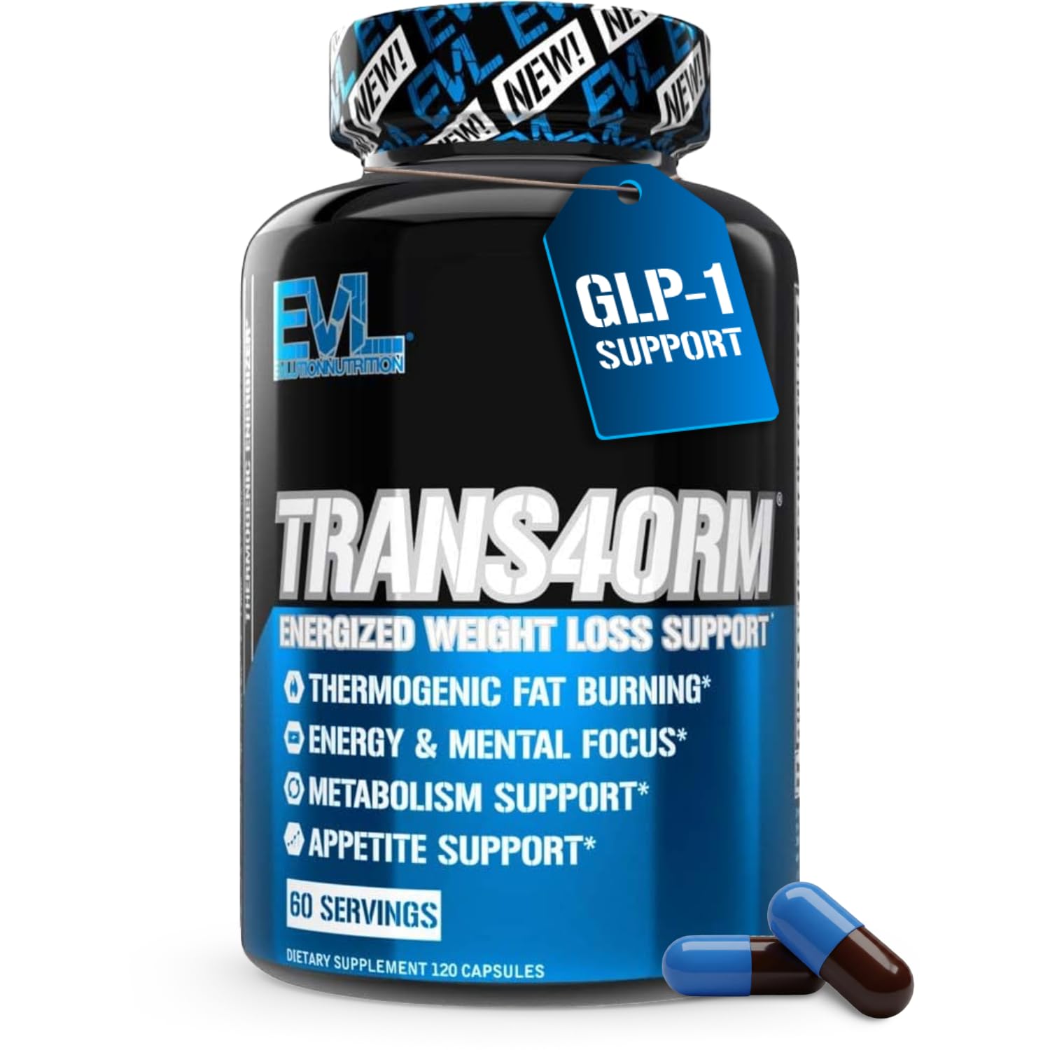 EVL Thermogenic Fat Burner Support - Fast Acting Weight Loss Energy and Appetite Support - Trans4orm Green Tea Supplement