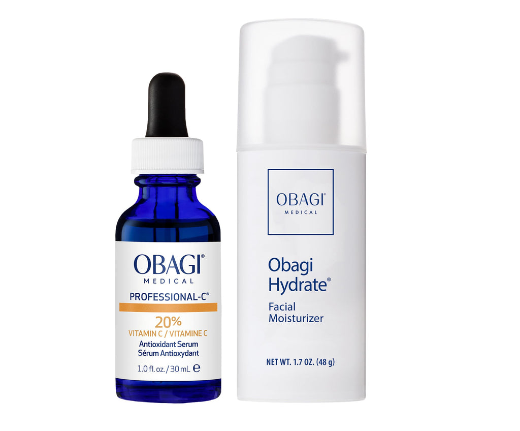 Obagi Professional-C 20% Vitamin C Serum & Hydrate Facial Moisturizer Bundle – Brightens Skin Tone