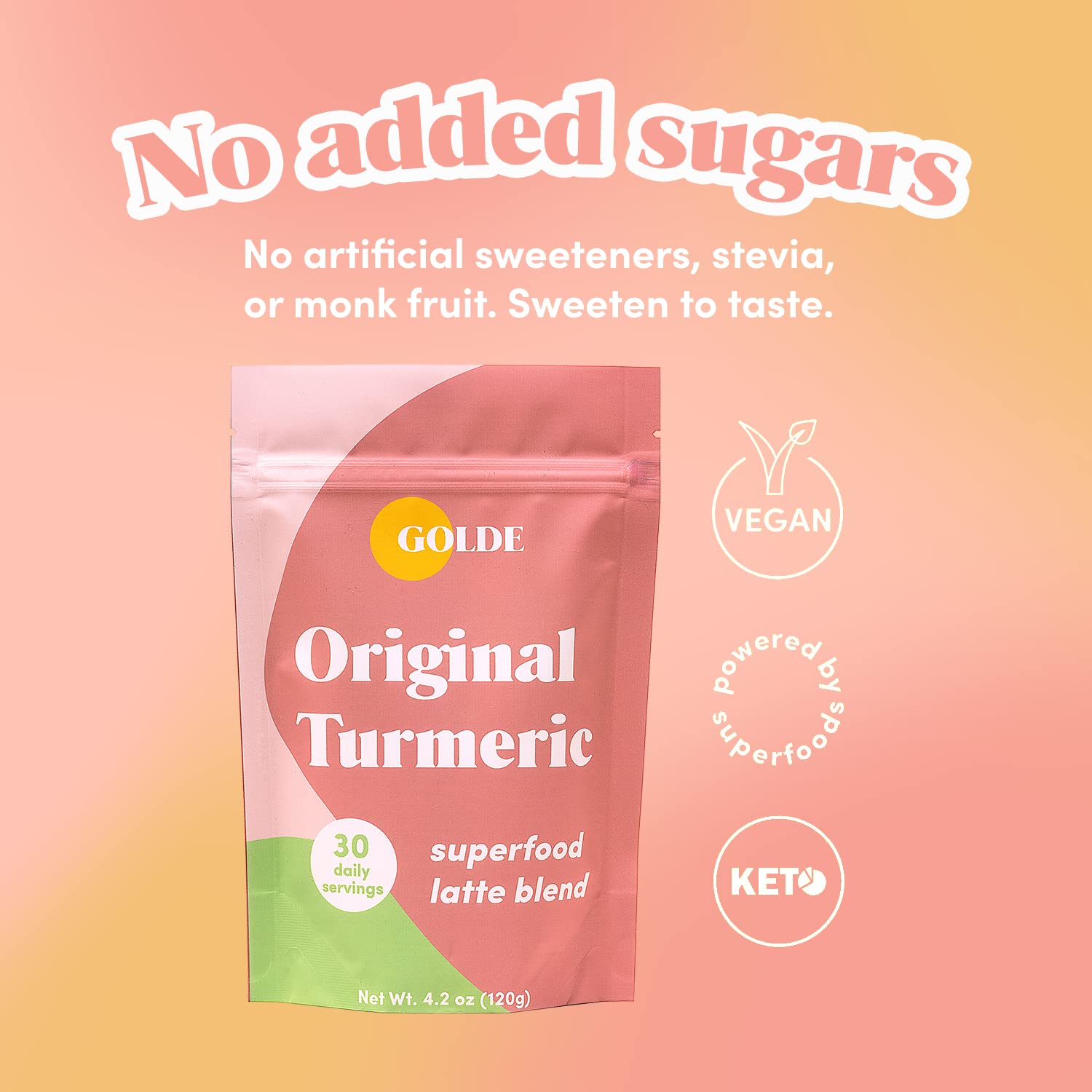 GOLDE - Superfood Latte Blend - Original Turmeric - Plant-Based w/Coconut, & Ginger - Vegan, Keto, Sugar-Free - 30 Servings GOLDE Au supplements