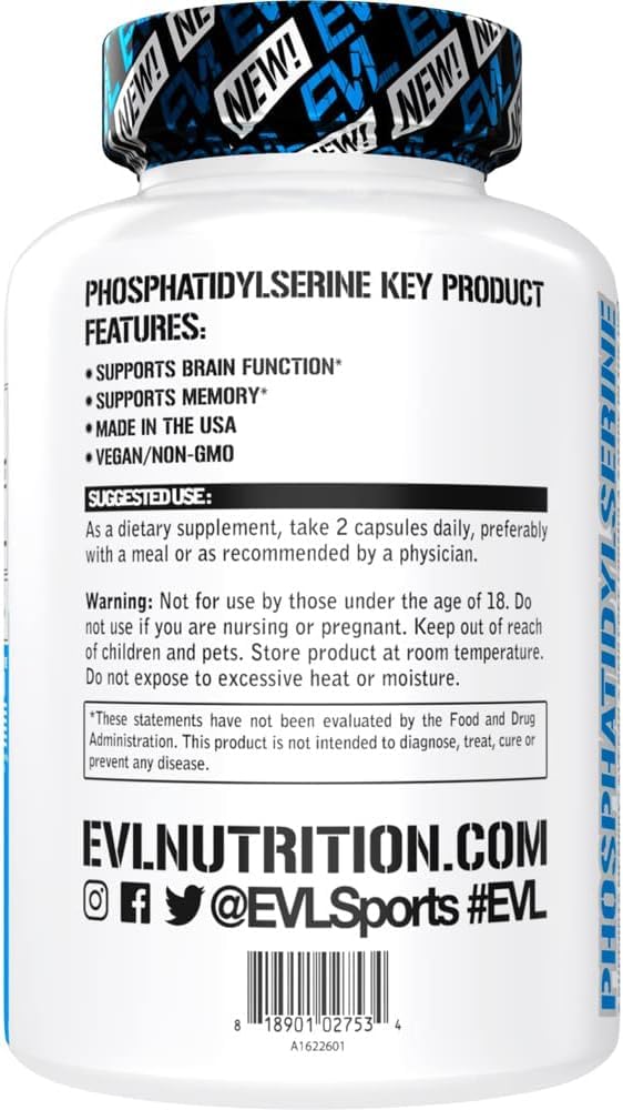 PhosphatidylSerine Nootropics Brain Support Supplement - Advanced Anti Aging Brain Health Supplement for Adults - Memory and Focus with Phosphatidylserine 300mg - EVL Vegan Non-GMO Evlution Au supplements