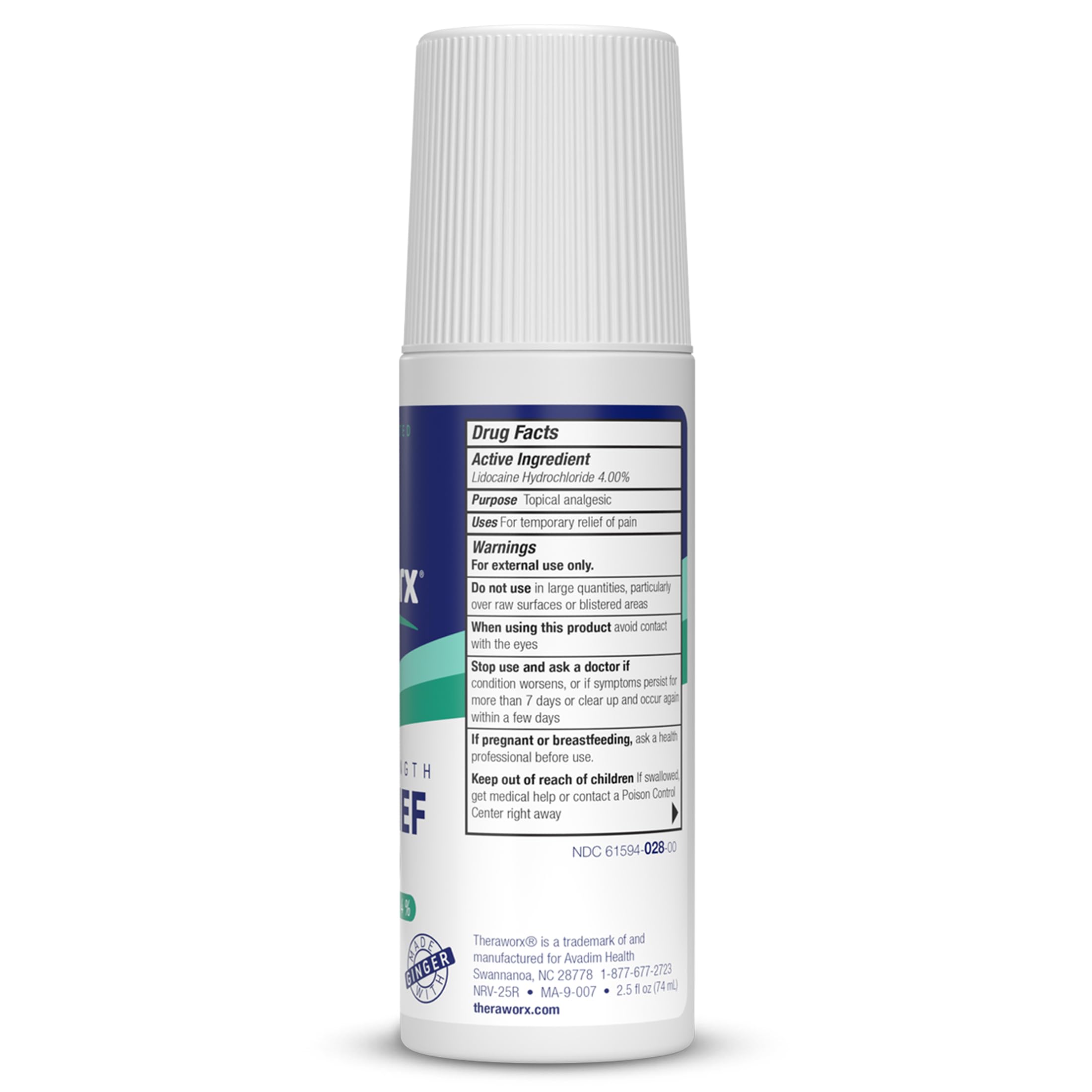 Theraworx Maximum Strength Pain Relief Roll-On with Lidocaine, Fast-Acting - 2.5 Oz - 2 Count Theraworx Au supplements