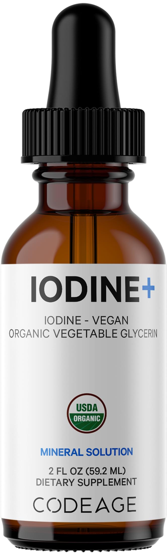 Codeage USDA Certified Organic Iodine Drops - 250 Mcg Per Serving - 1+ Year Supply - Liquid Iodide Supplement - Pure, Clear Iodine - Vegan Potassium Iodine Liquid Drop - 2 fl oz Codeage Au supplements