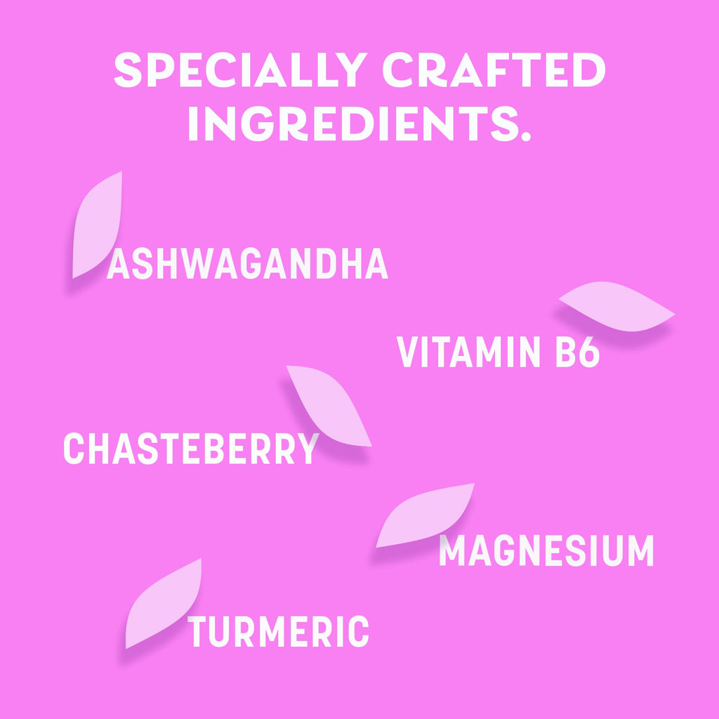 Pamprin Botanicals Supplement for PMS & Period Support, with Ashwagandha, Magnesium, Turmeric, Vitamin B6, Chasteberry, 22 Count Pamprin Au supplements
