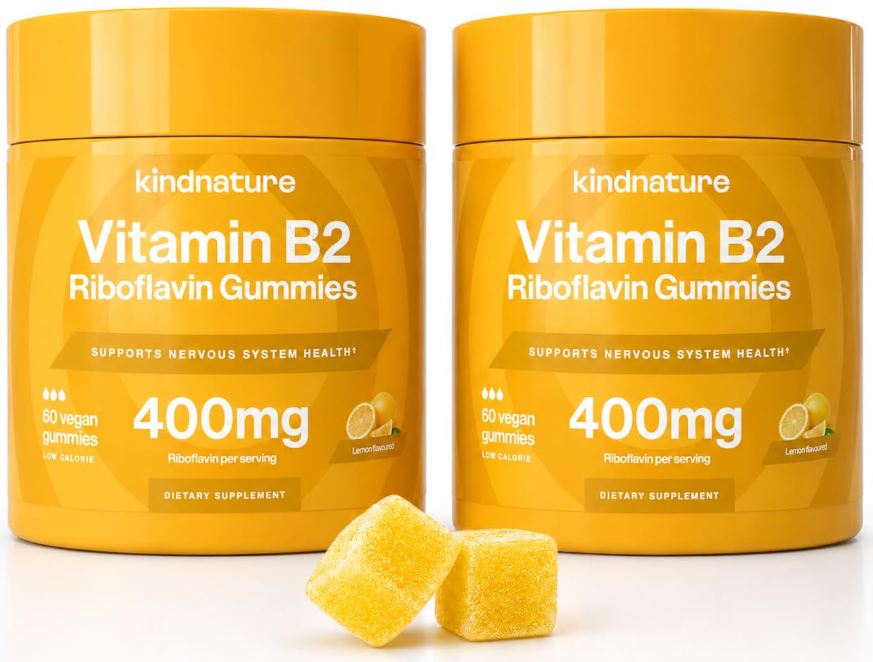 kindnature Vitamin B2 Gummies - Riboflavin 400mg Supplement for Kids & Adults - Non-GMO, Soy & Gluten-Free, Vegan Chewable Gummies (30 Day Supply) (2)