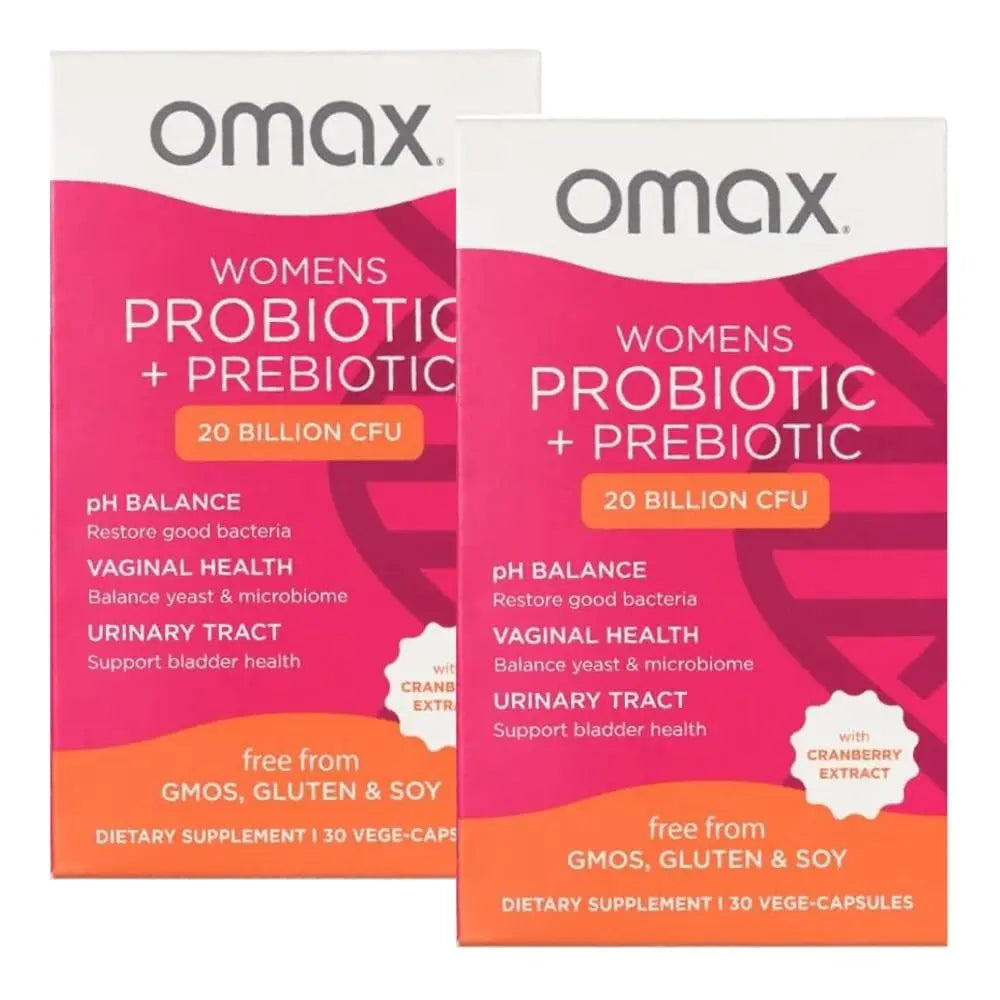2 Pack Omax Prebiotics & Probiotics for Women, pH Balance, Vaginal Health, Urinary Tract, Yeast Omax3 Au supplements