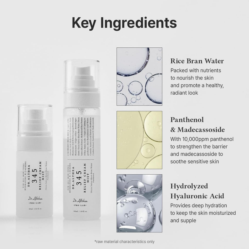 Dr.Althea 345 Relief Cream Mist | Hydrating Facial Mist with Rice Extract | Soothing Care for Sensitive Skin