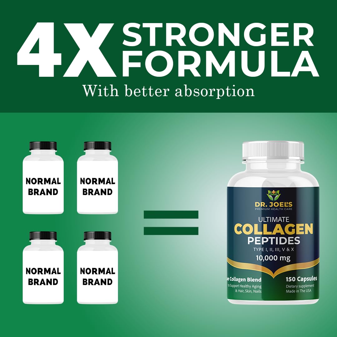 Dr. JOEL'S Multi Collagen Complex for Women and Men - Collagen Peptides Capsules with Biotin - Ultimate Collagen Pills 150 - Type I, II, III, V & X - Made in The USA Dr. JOEL'S Au supplements