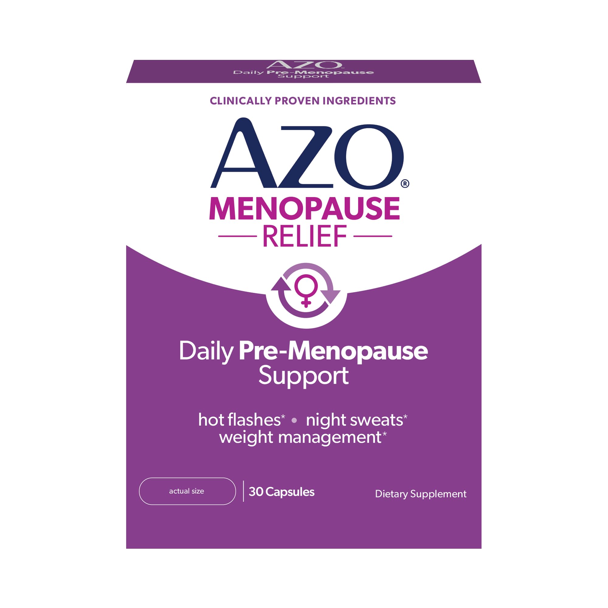 AZO® Daily Pre-Menopause Relief Perimenopause Supplements for Women, Hot Flash, Night Sweat and Healthy Weight Management Support* - 30 Count AZO Au supplements