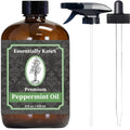 Peppermint Essential Oil 4 oz. with Huge Glass Bottle, Glass Dropper, and Sprayer. Detailed User's Guide E-Book
