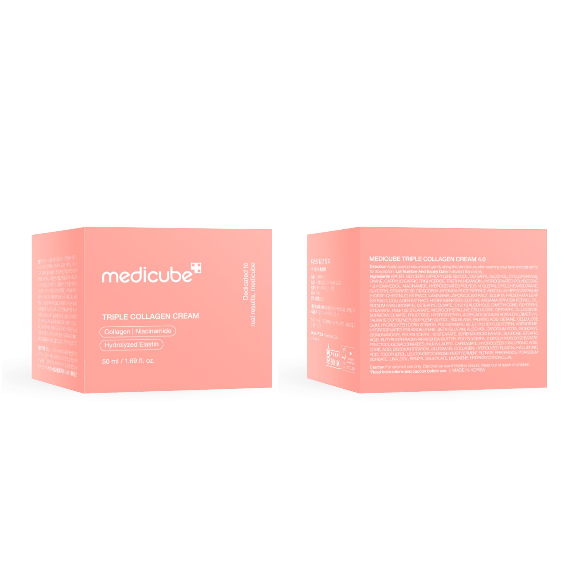 medicube Triple Collagen Cream - Hydrating & Firming Moisturizer with Hyaluronic Acid, Premium Elastin, Shea Butter
