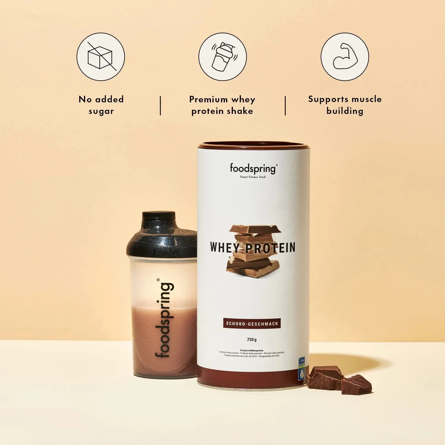 foodspring Whey Protein Powder Chocolate – with 22g Protein for Muscle Building, Perfect Solubility foodspring Au supplements