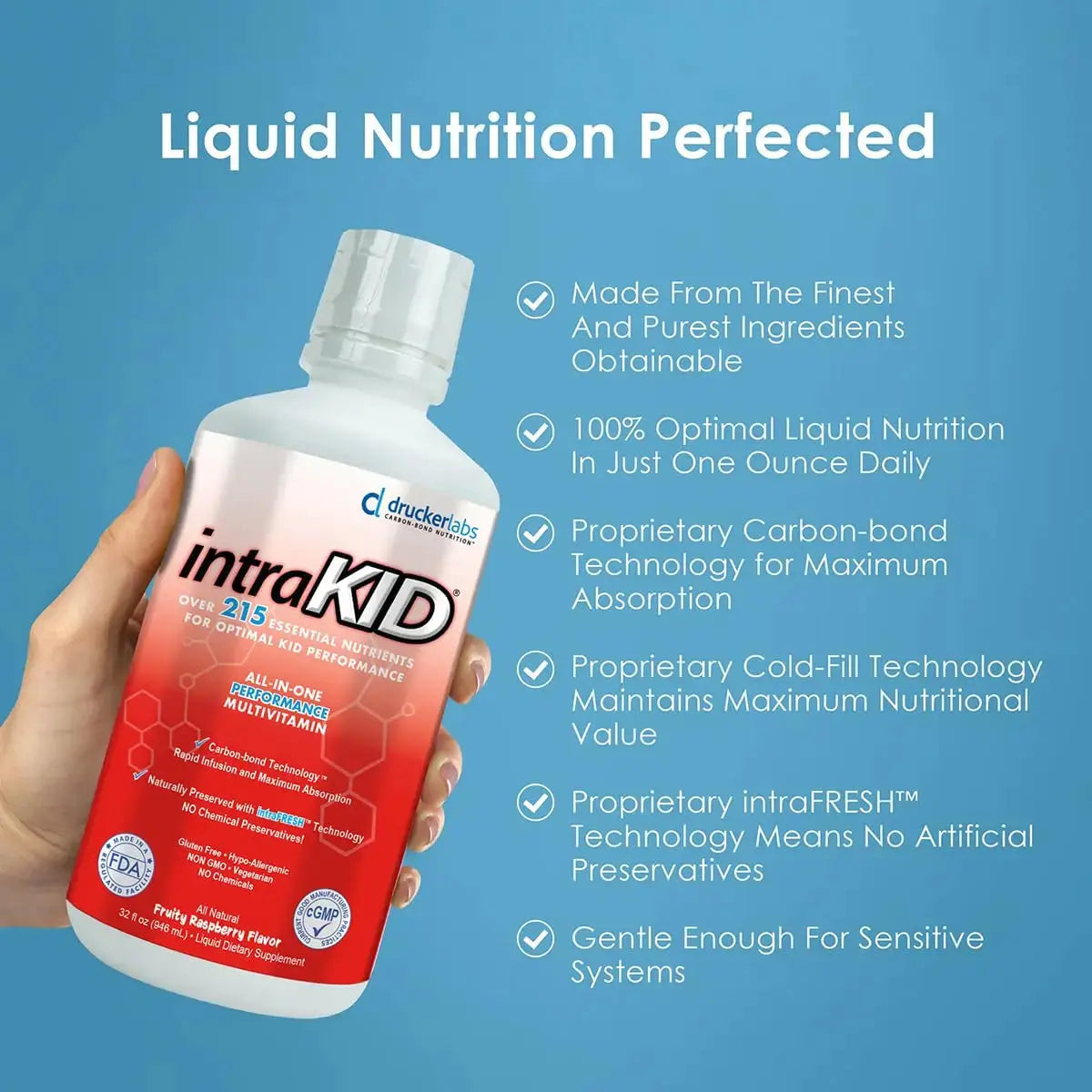 intraKID Drucker Labs Organic Liquid Multivitamin for Kids, Immune Support, Non GMO, Dairy Free, Gluten Free, Magnesium, Vitamin A,C,E, Zinc intraKID Au supplements