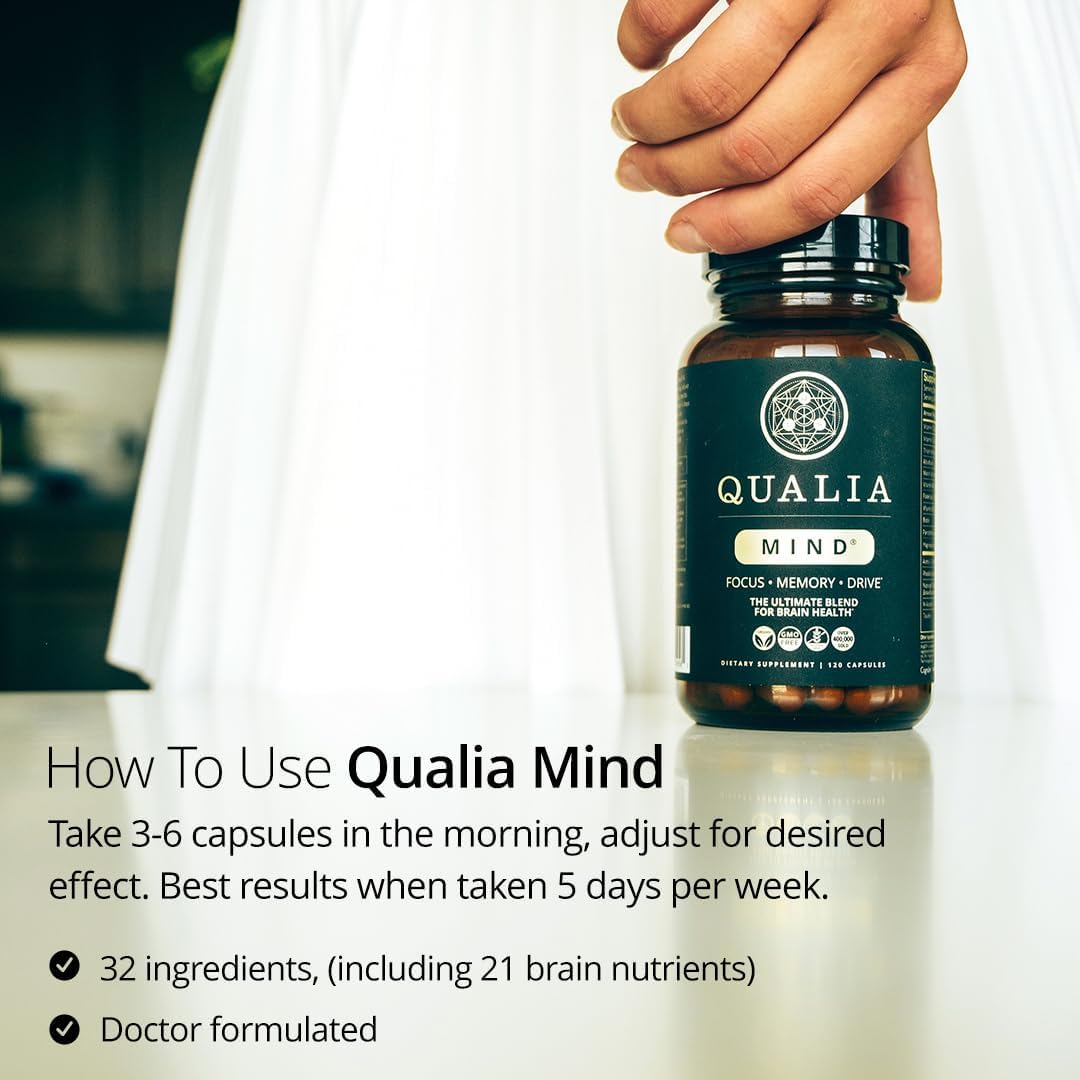 Qualia Mind — Beat Brain Fog | Doctor-Formulated Premium Brain Nourishment | Fuel Focus, Drive & Energy | 32 Ingredients Including Lion’s Mane, Cognizin™️, Ginkgo & More| 2 Week Supply* QUALIA LIFE SCIENCES Au supplements