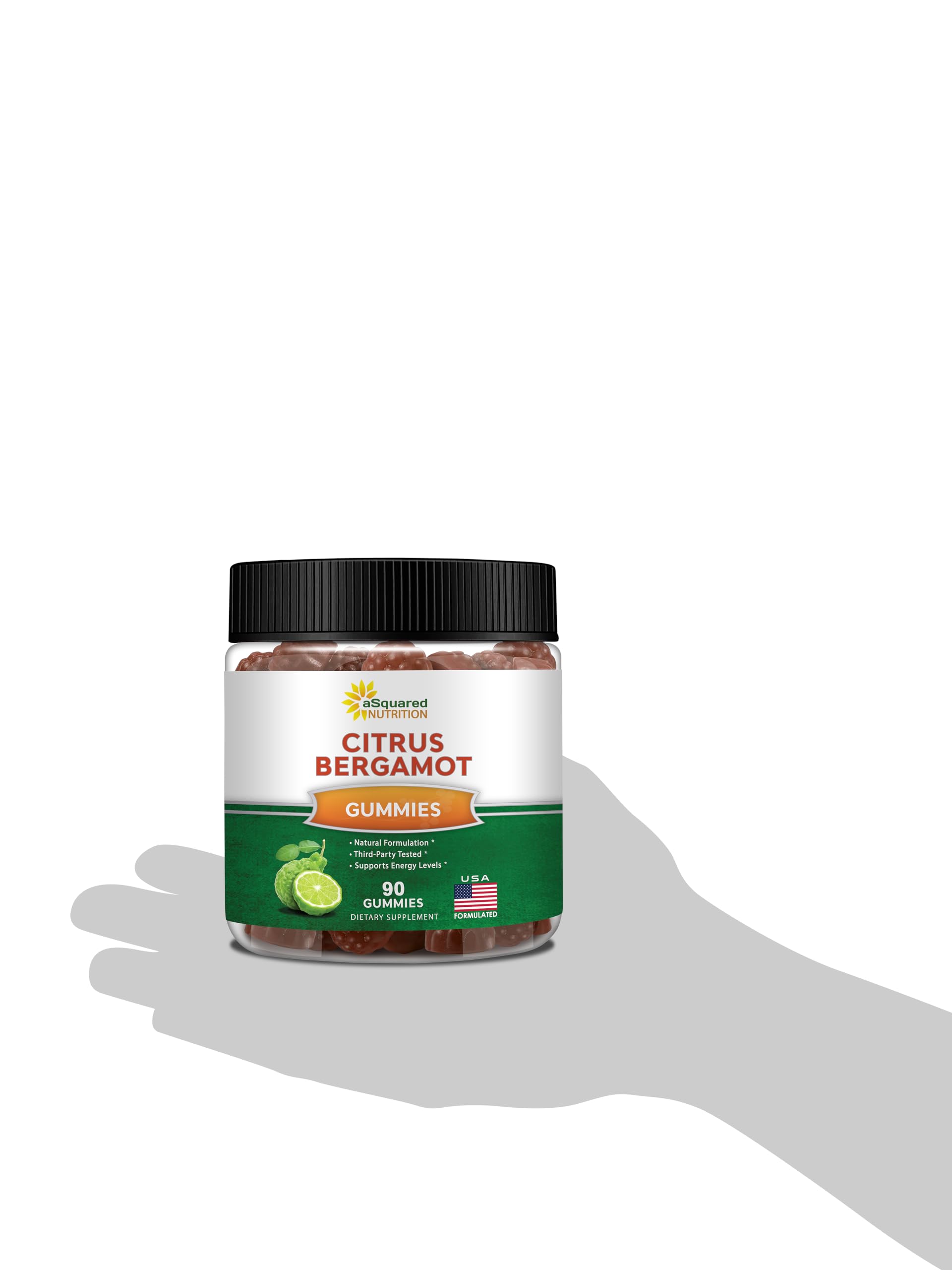 aSquared Nutrition Citrus Bergamot Gummies - Citrus Bergamot Extract Supplement 500mg Per Serving - Pure Gummy Alternative to Capsules & Pills