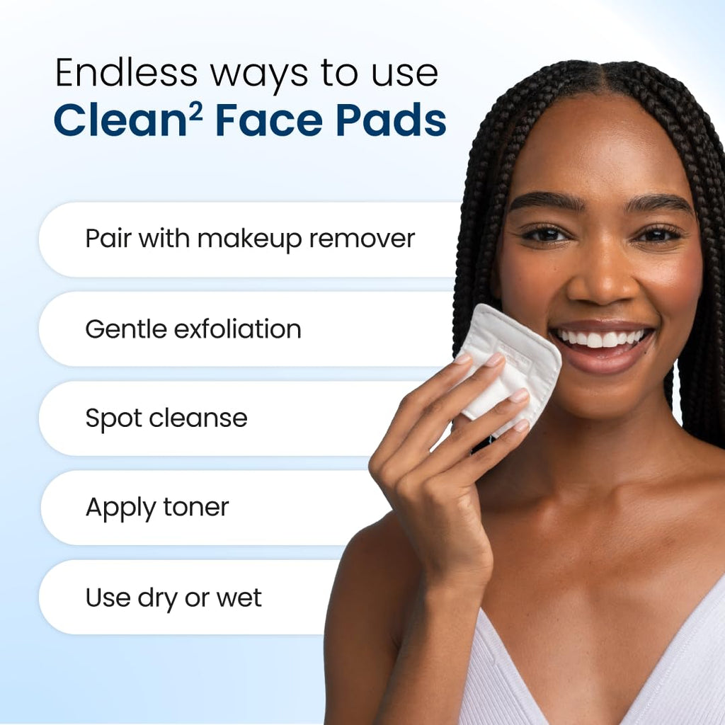 Clean Skin Club Clean² Pads 2.0 [NEW & Improved Edges] Guaranteed Not to Shed & Tear, Unique Triple Layers, Textured Side & Ultra Soft Side