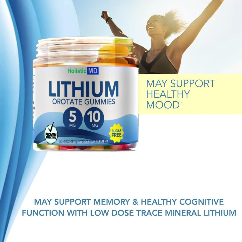 Lithium Orotate 5mg 10mg | for Men Women Kids | Lithium Orotate clinically Studied Chelated High Biovalable | 3 Flavors Sugar