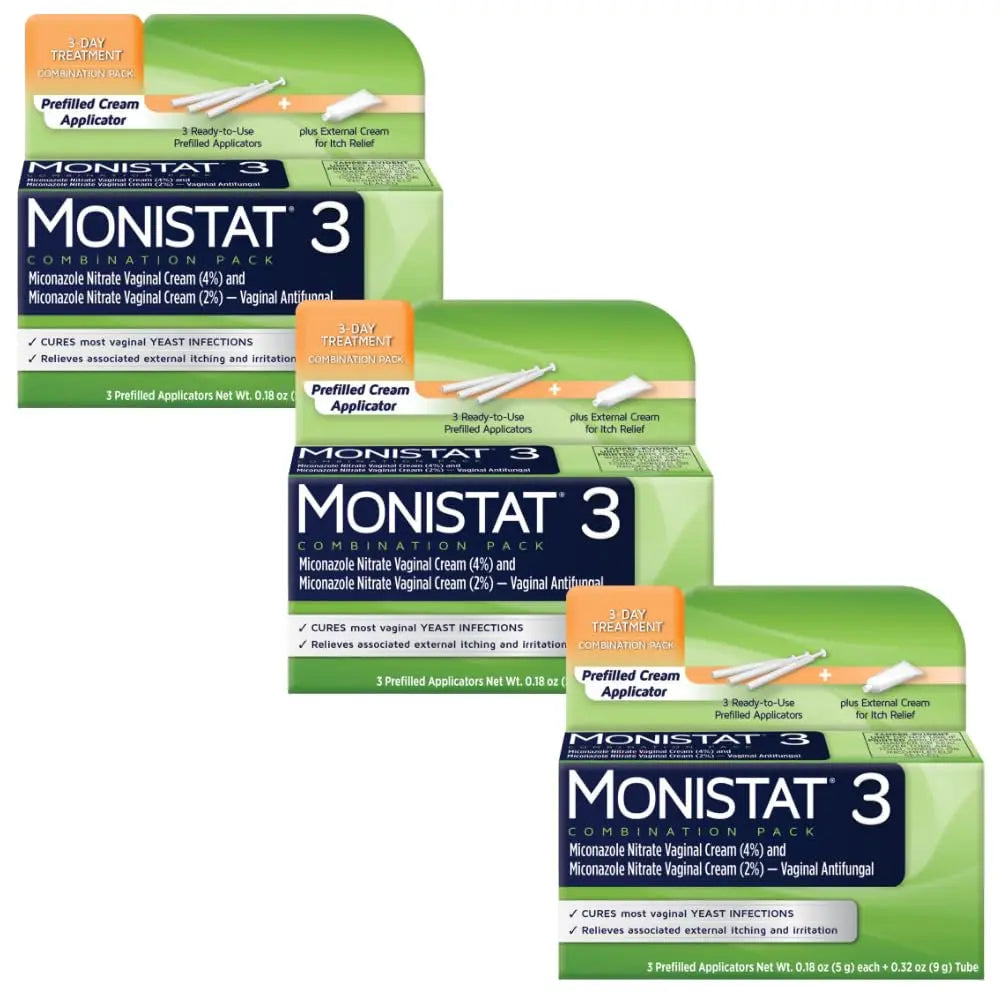 Monistat 3 Vaginal Cream, 3-Day Treatment Combination Pack, 3 Ovule Inserts and External Cream Monistat Au supplements