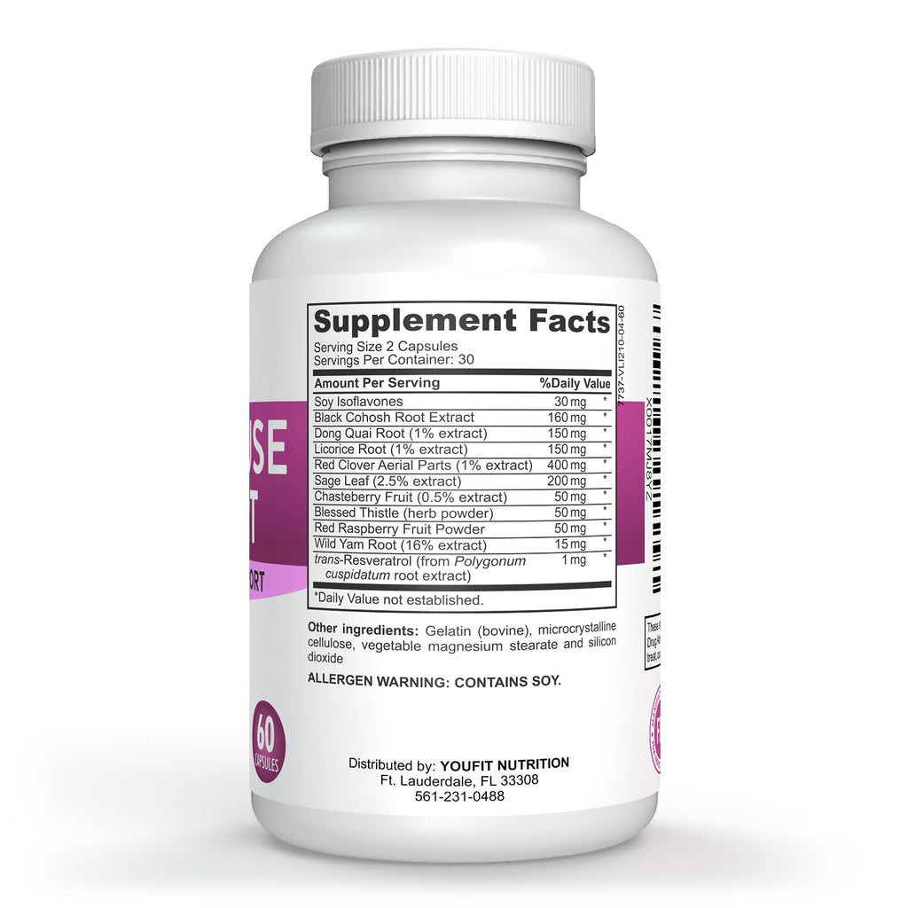 YouFit Nutrition Menopause Relief Capsules for Women - Natural Menopause Supplements for Women - Complete Day and Night Menopause Support - Reduces Hot Flashes, Stress, Night Sweats - 30 Servings YouFit Nutrition Au supplements