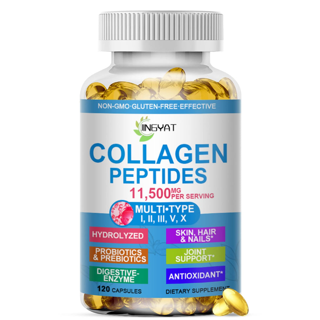 Collagen Peptides Softgels, Multi Collagen Peptide w/ Glucosamine Chondroitin MSM Biotin, Hydrolyzed Collagen Peptides Complex for Women Supports Skin Hair