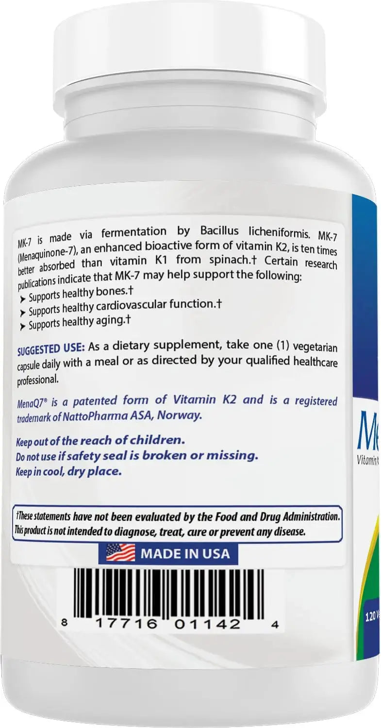 Best Naturals MK-7 Vitamin K2 100 mcg 120 Vcaps Best Naturals Au supplements