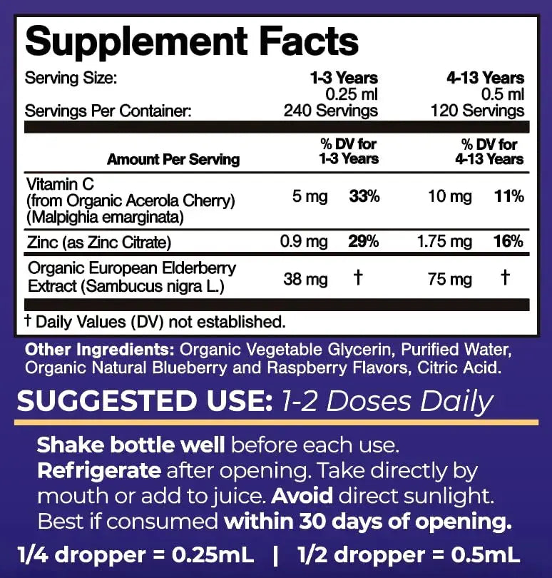 Tropical Oasis USDA Organic Liquid Vitamin Drops with Elderberry, Vitamin C and Zinc for Toddlers & Kids | Sugar Free | Vegan | Non-GMO | 2 Fl Oz Tropical Oasis Au supplements