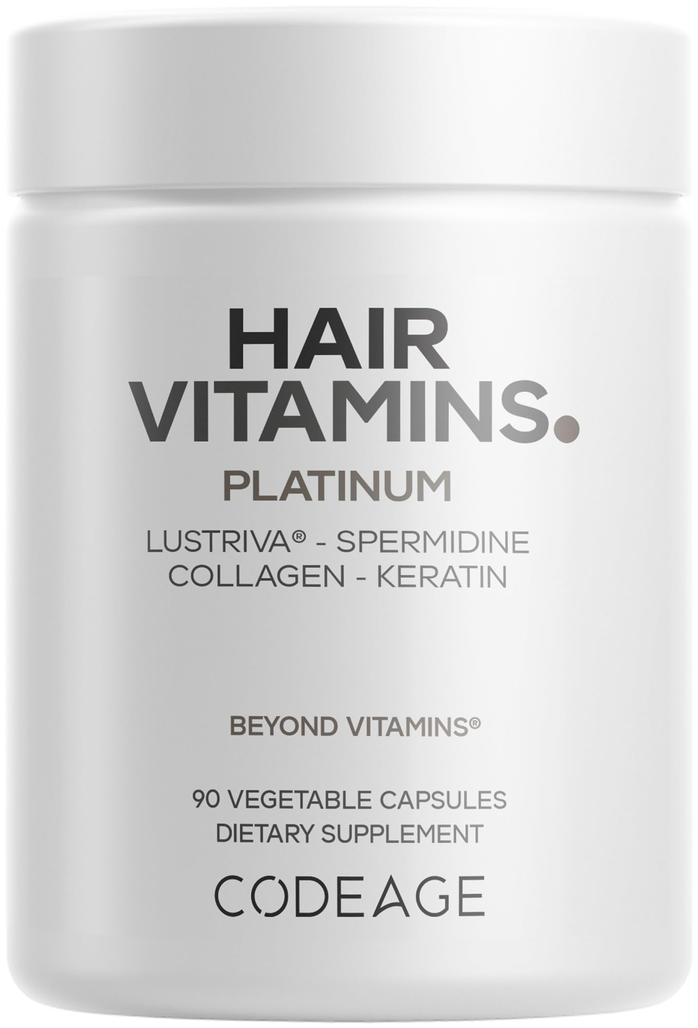 Codeage Hair Vitamins Platinum - Lustriva Hair Growth Support, Spermidine, AstraGin, Biotin, Keratin, Collagen, Enzymes, Omega-3, Multivitamins, Probiotics – Healthy Hair Supplement - 90 Capsules Codeage Au supplements