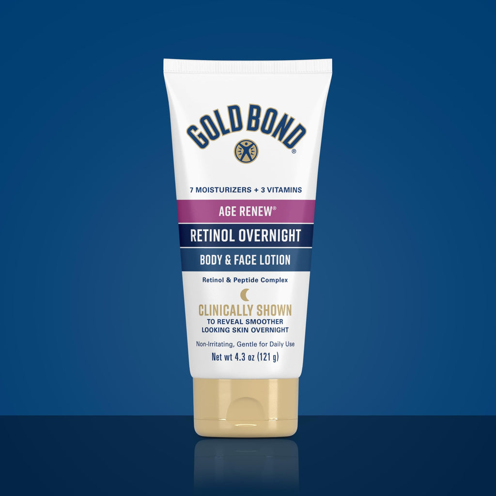 Gold Bond Age Renew Day & Night Duo Lotion Set for Body & Face, Crepe Corrector & Retinol Overnight Lotion