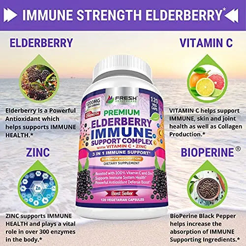 FRESH HEALTHCARE Elderberry Capsules - High Potency Black Elderberry with Zinc FRESH HEALTHCARE Au supplements