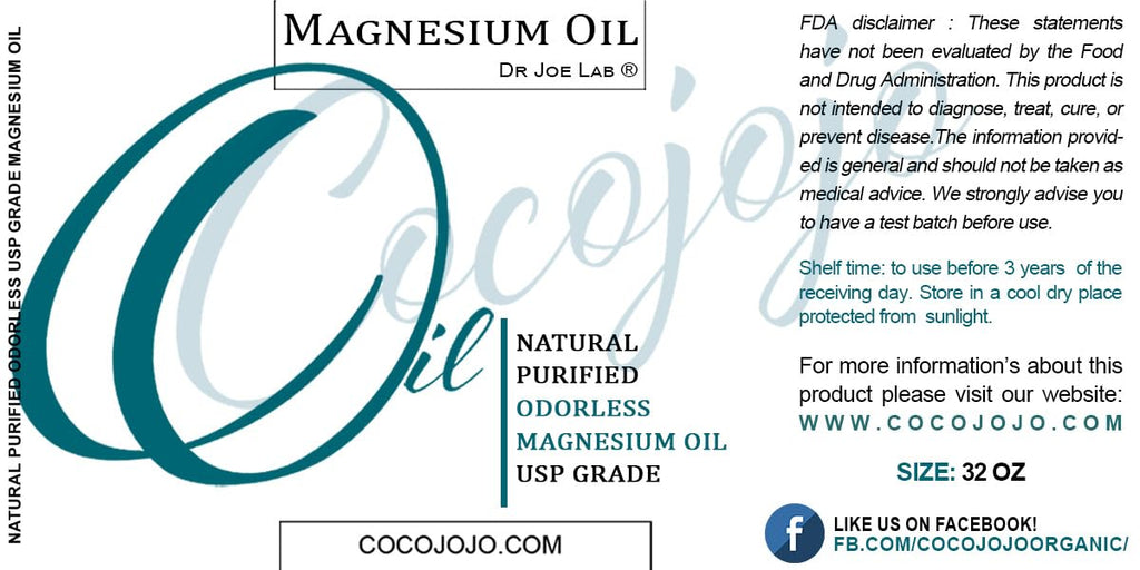Dr Joe Lab Pure Magnesium Oil - Natural, USP Grade, Purified, Bulk - 32 oz - Bulk Economic Refill - for Body, Skin, Muscle, Joints, Arms, Legs, Calves, Massage, Deep Tissue by COCOJOJO Dr Joe Lab Au supplements