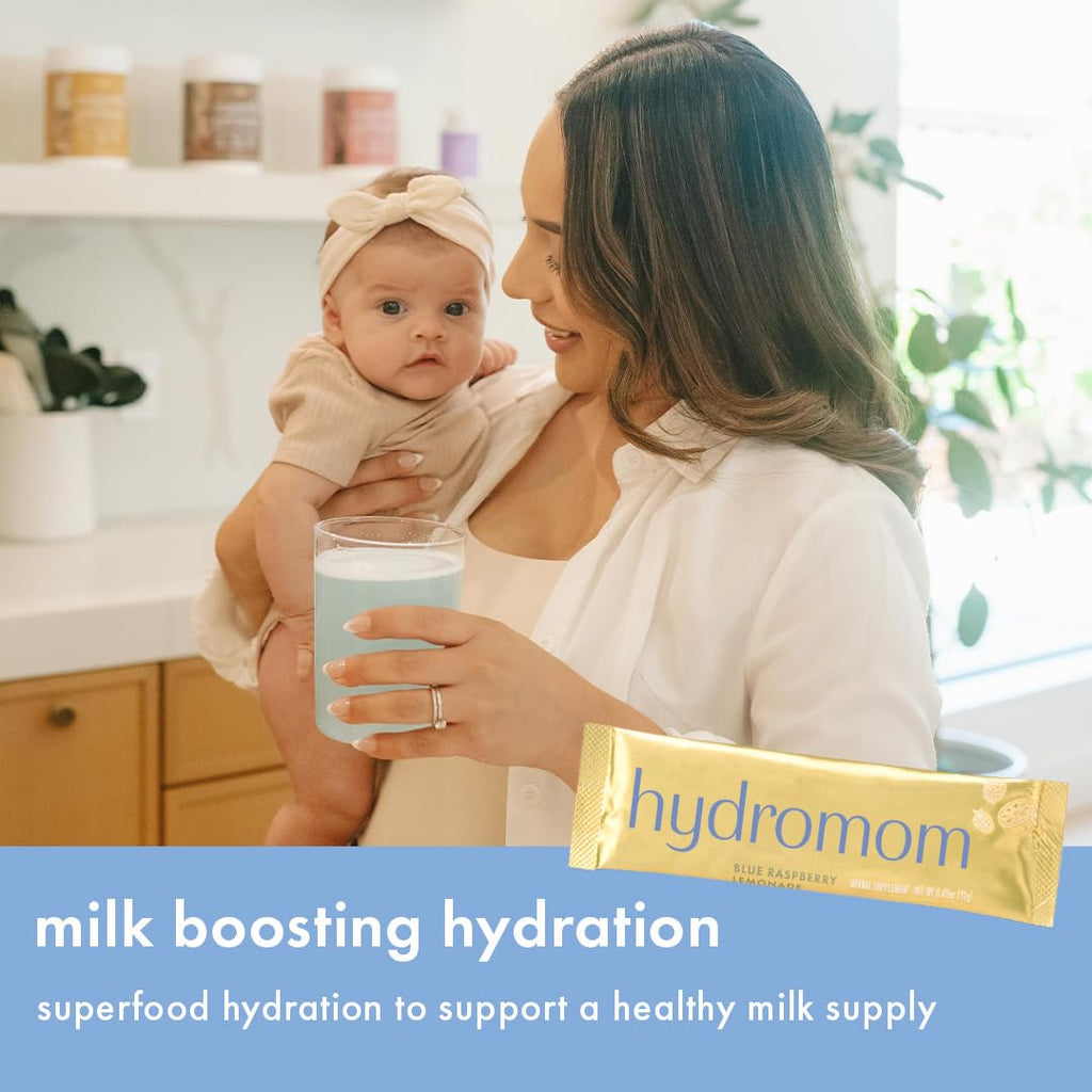 Boobie Hydromom Superfood Electrolyte Drink Mix, Blue Raspberry Lemonade | Refreshing Energy & Hydration Boost for Mamas | On-The-Go & Travel Essentials for Pregnancy,