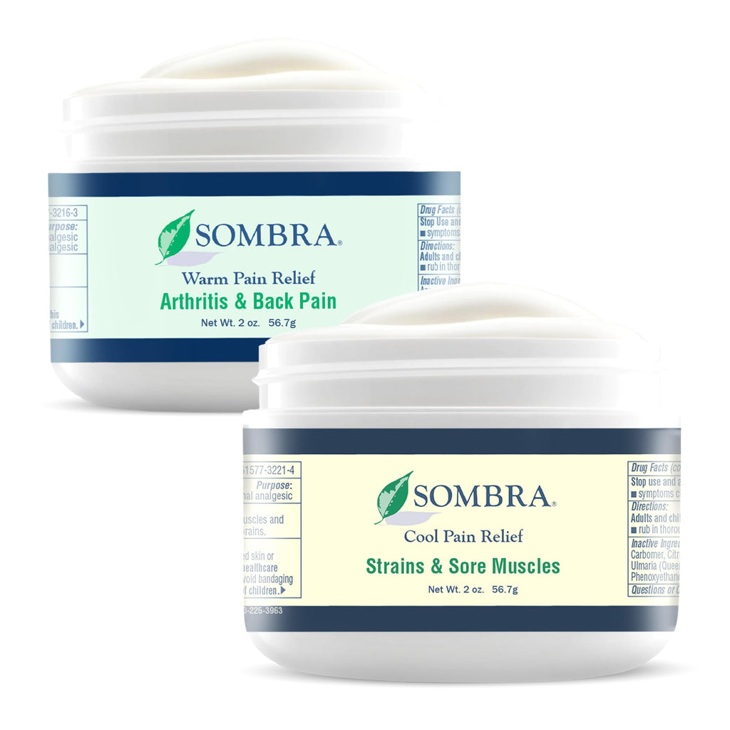 Sombra Warm & Cool Pain Relief Gel, Warm Relief for Arthritis and Chronic Pain Pre-Workout Muscle Rub, Cold for Swelling, Soreness, Post-Workout, Free of Artificial Fragrances, 2oz Per Jar Sombra Au supplements