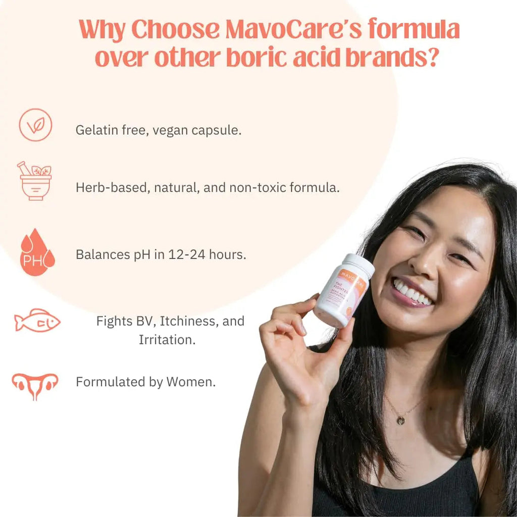MavoCare, Inc. Boric Acid 600mg The Fighter with Added Calendula Vegan Capsule- Fights BV and Irritation- Gentle MavoCare, Inc. Au supplements