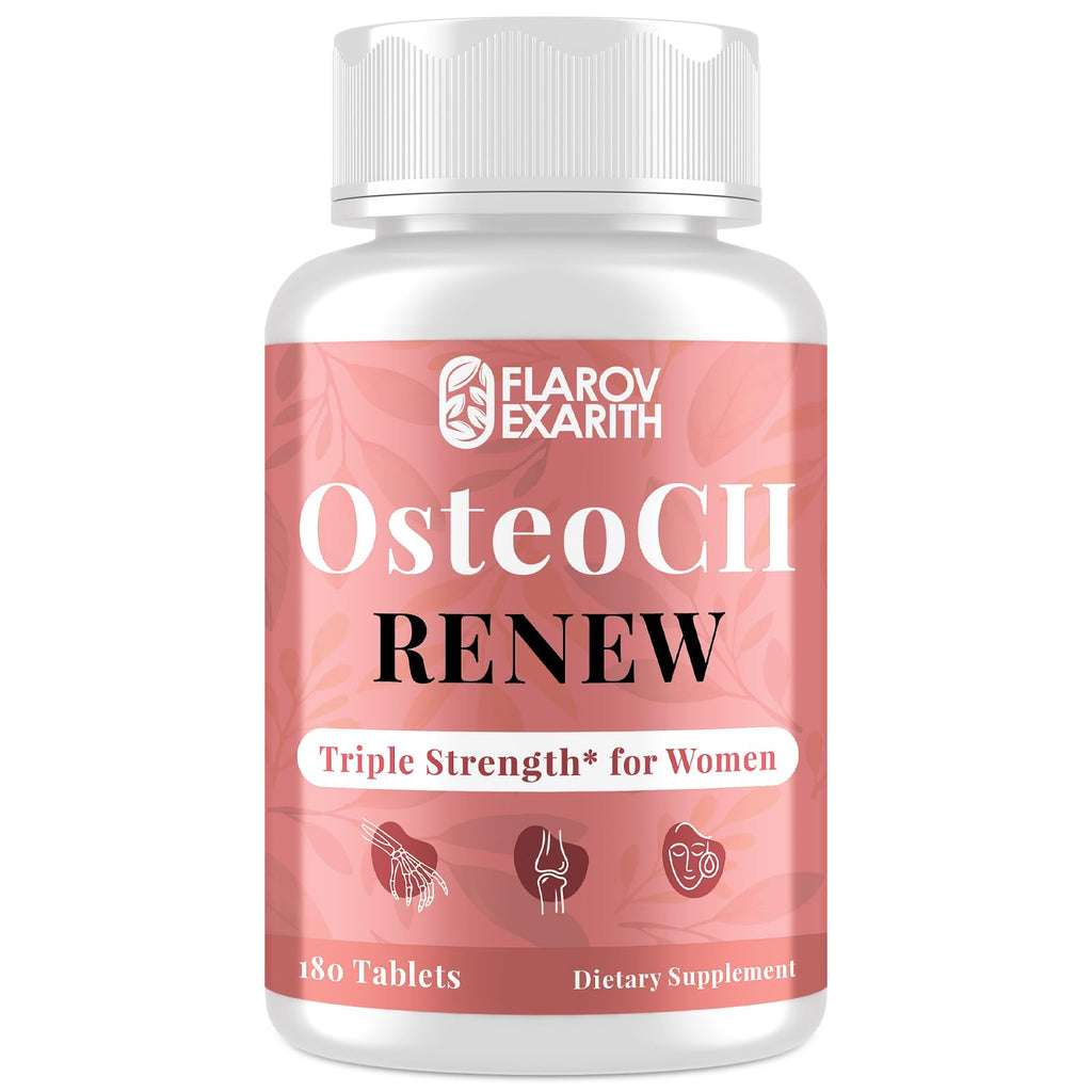 Joint Supplements for Women OsteoCII Renew Triple Strength – Advanced Joint, Bone & Skin Formula – Collagen, Glucosamine, Chondroitin, Calcium, MK-7, Vitamin D3, Hyaluronic Acid, 180 Tablets Flarovexarith Au supplements