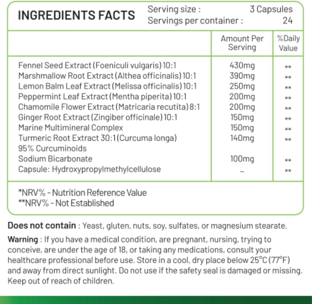 Inaya Nutrition BloatBarrier 72 Capsules - Natural Digestion and Bloating Supplement for Stomach Bloating Relief, Gas Reduction, and Improved Bowel Movements