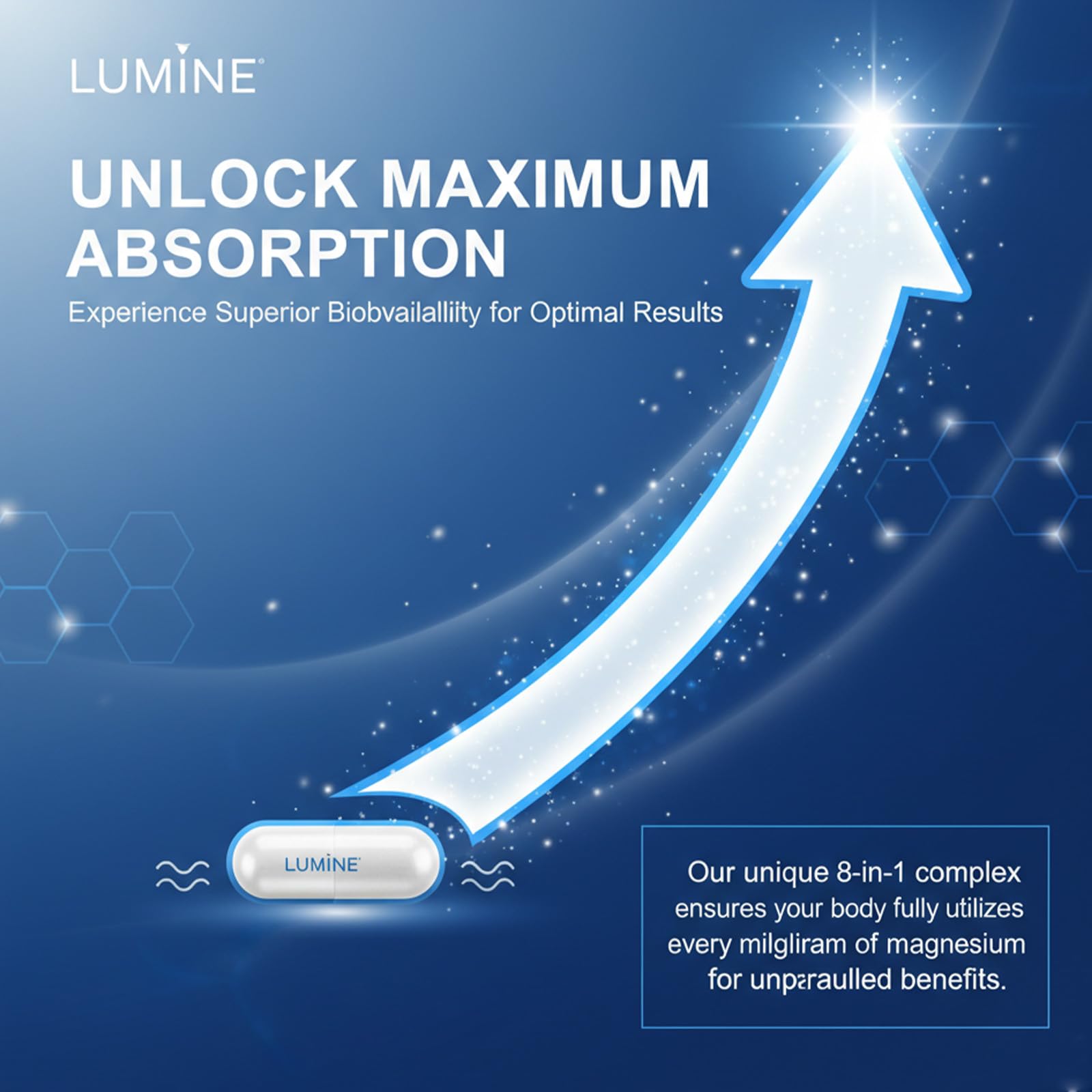Lumine Magnesium Complex Supplement - Advanced 8-in-1 Elemental 1000mg- Glycinate, Citrate, Malate, Taurate