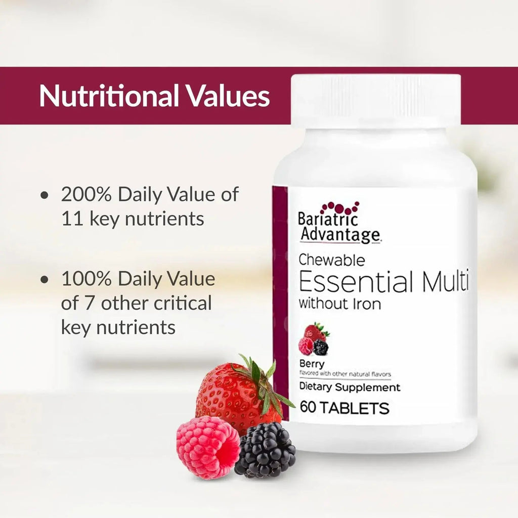 Bariatric Advantage Chewable Essential Multivitamin Without Iron - 200 DV of Key Nutrients - Trace Mineral Support Bariatric Advantage Au supplements