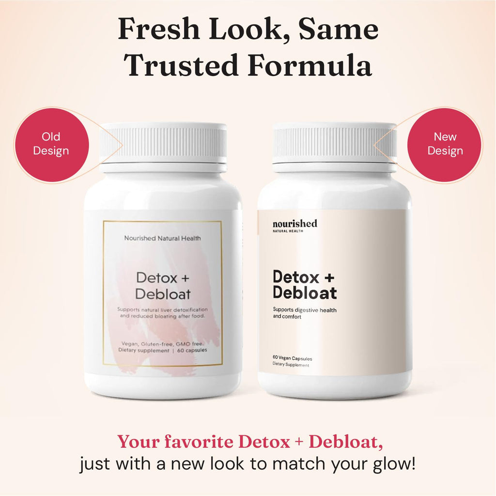 Nourished Natural Health Detox + Debloat - Detox Cleanse and Bloating Relief for Women - Liver and Digestive Support with Milk Thistle, Dandelion, Fennel & Turmeric