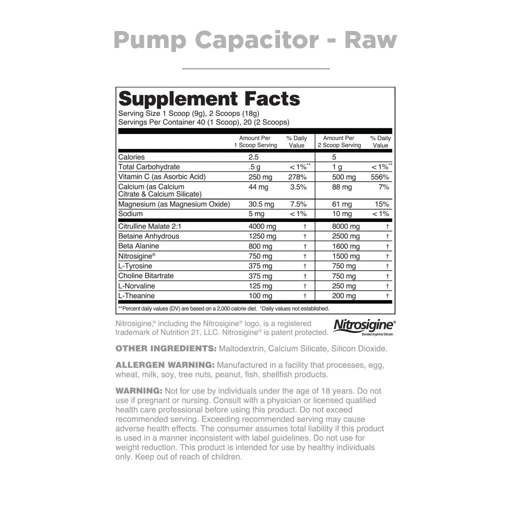 Nutrithority Pump Capacitor Non-Stimulant Sugar-Free Pre Workout for Men & Women Nutrithority Au supplements