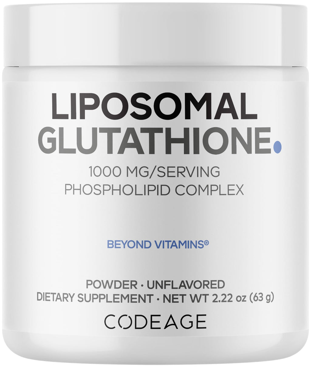 Codeage Liposomal Glutathione Powder - 1,000 mg Vegan Reduced L-Glutathione per Serving, Liposomal Delivery - 2-Month Supply - Unflavored - Phospholipid - Non-GMO Gluten-Free - 2.22 Oz Codeage Au supplements