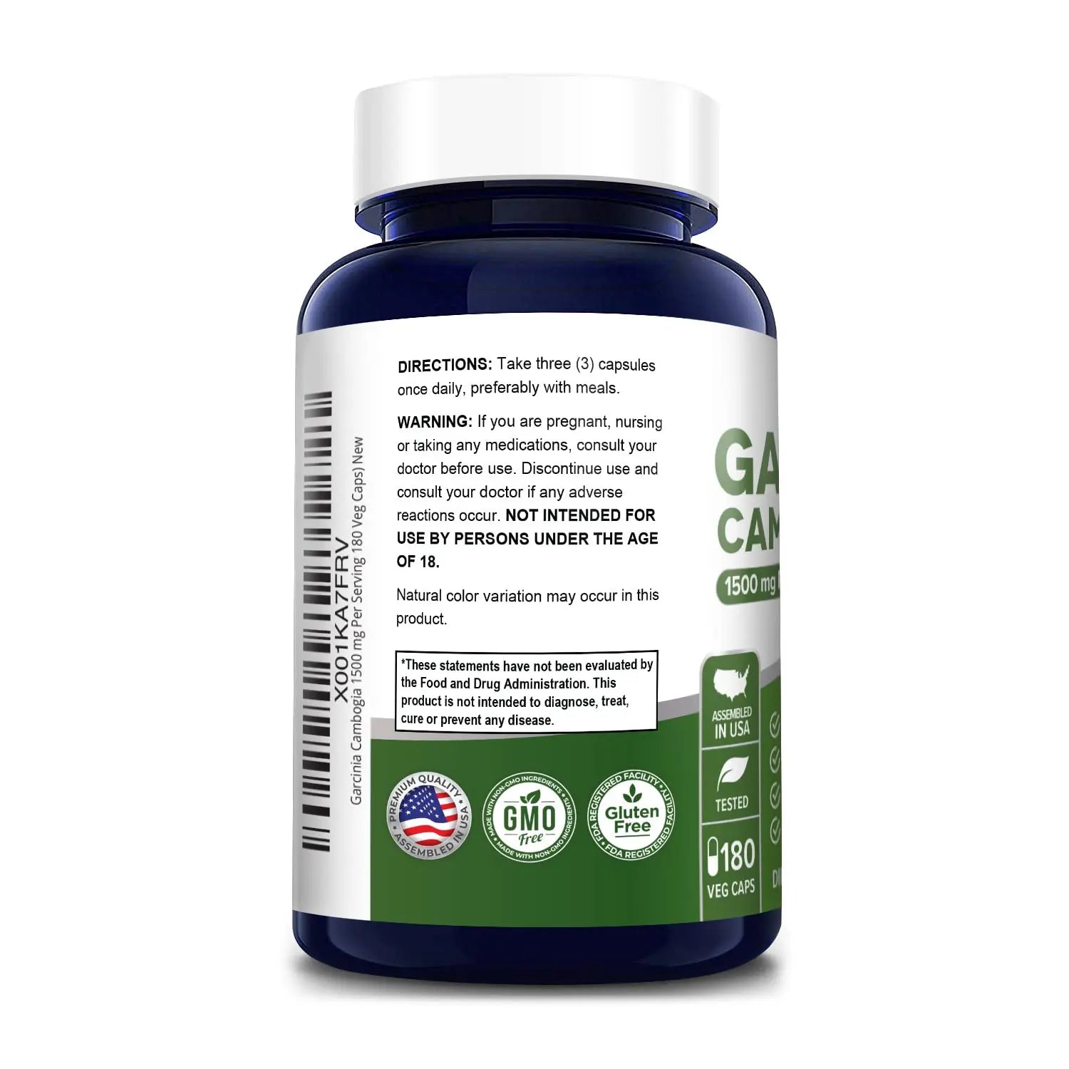 Garcinia Cambogia 180 Veggie Caps 1500mg (Vegetarian, Natural, Non-GMO & Gluten Free) NusaPure Au supplements