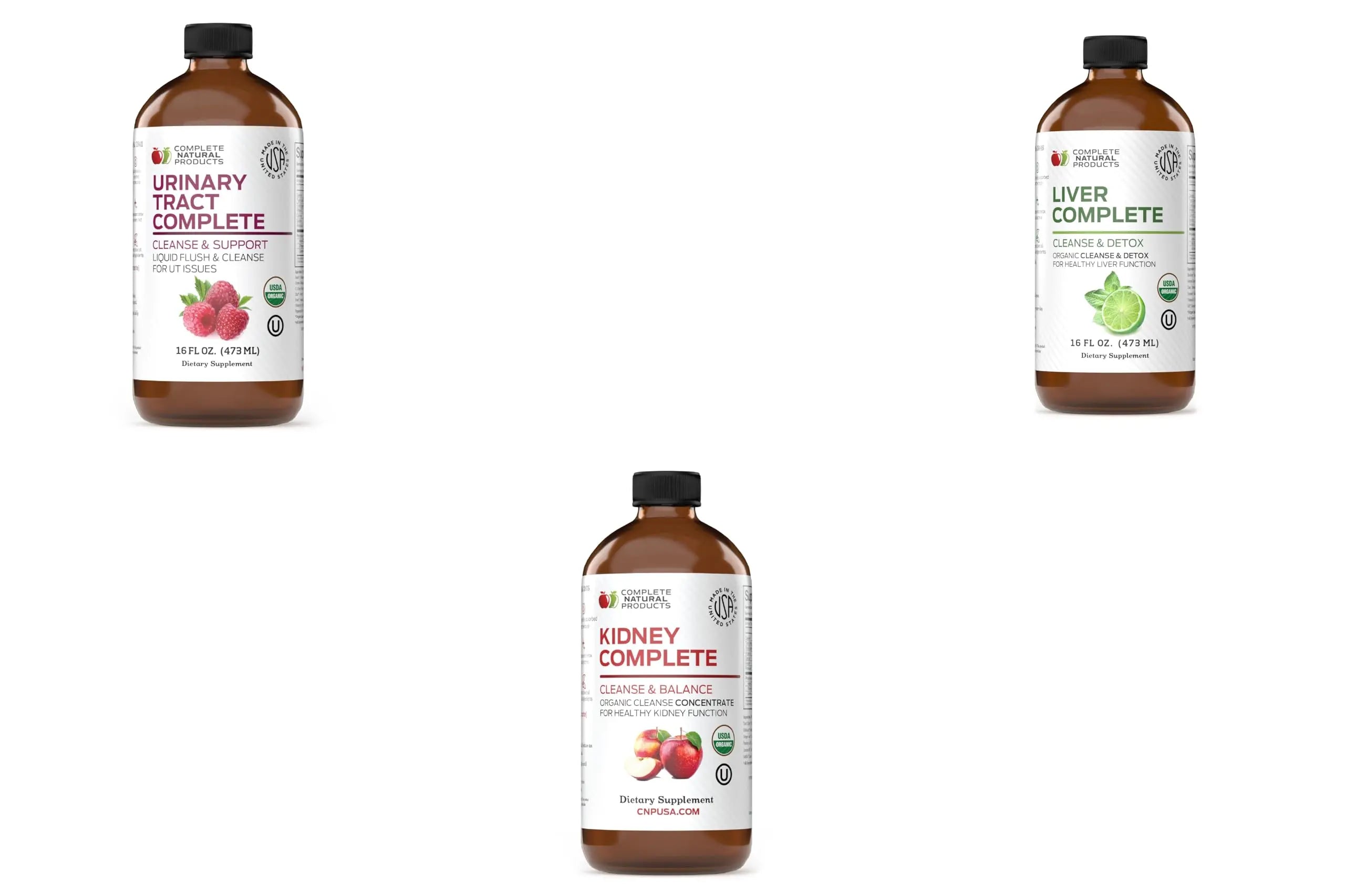 Complete Natural Urinary Tract Complete 12oz, Liver Complete 16oz, Kidney Complete 12oz Bundle Complete Natural Products Au supplements