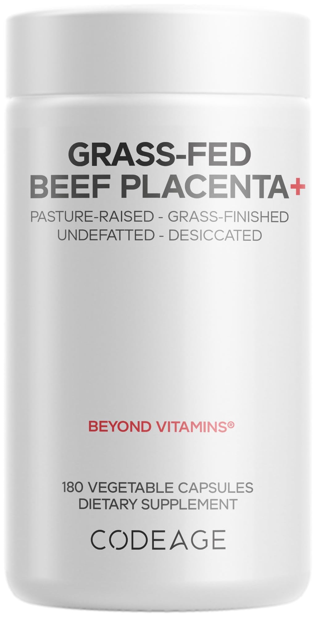 Codeage Grass-Fed Beef Placenta Supplement - Bovine Placenta – Pasture-Raised, Grass-Finished, Undefated, Desiccated - Non-GMO - 180 Capsule Codeage Au supplements