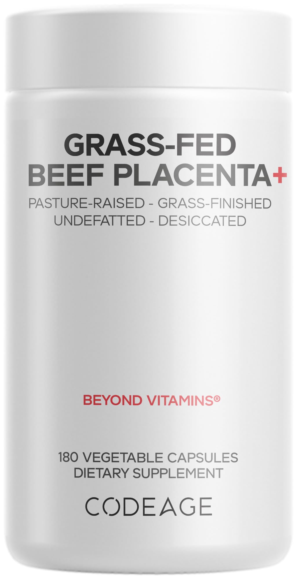 Codeage Grass-Fed Beef Placenta Supplement - Bovine Placenta – Pasture-Raised, Grass-Finished, Undefated, Desiccated - Non-GMO - 180 Capsule Codeage Au supplements
