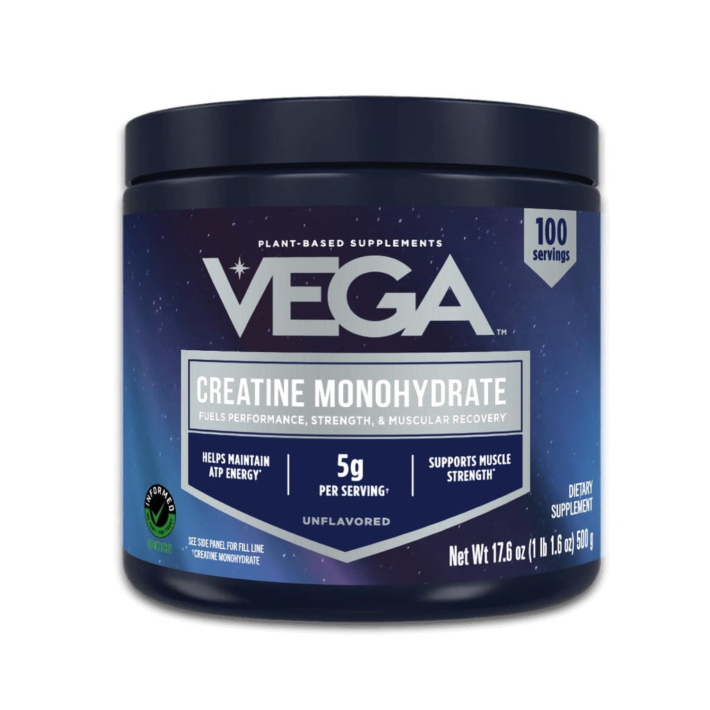Vega Creatine Monohydrate Micronized Powder, Pure Unflavored, 100 Servings, 5000mg Per Serving, 17.6 oz Vega Au supplements