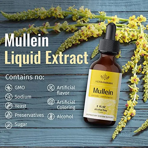 Mullein Leaf Tincture - Lung Cleanse - Vegan Lung Detox - Respiratory Health HERBAMAMA Au supplements