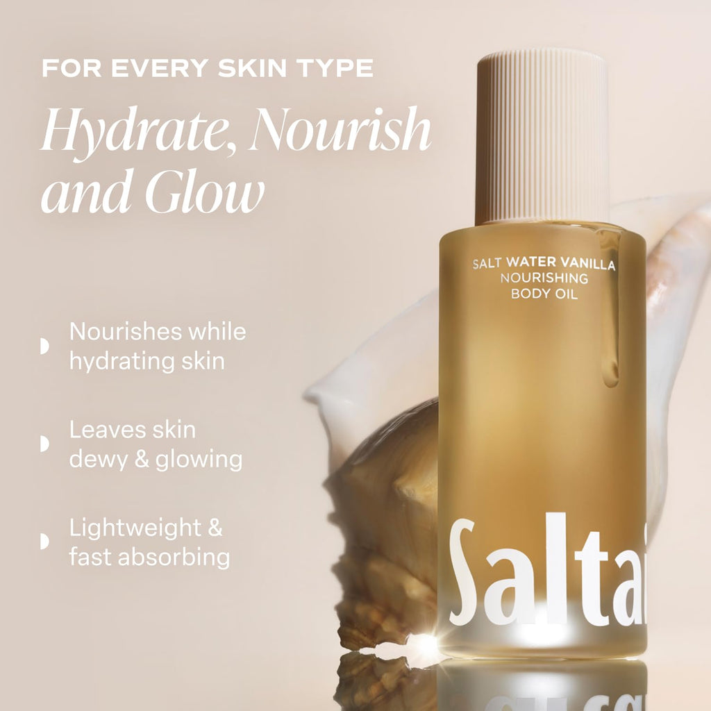 Saltair Body Oil - Luxurious Salt Water Vanilla After Shower and Bath Oil for Women and Men. Botanical, Non-Greasy