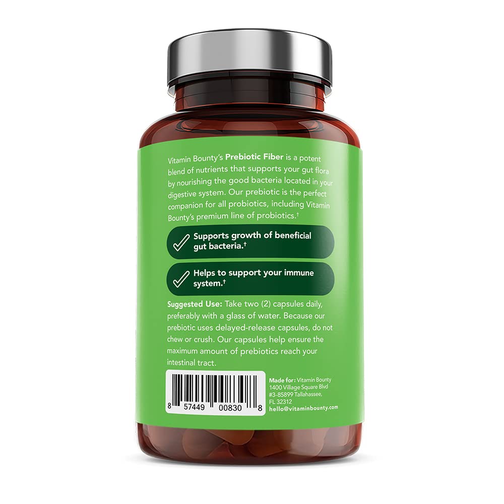 Vitamin Bounty Prebiotic Capsules - PreforPro® Prebiotics Supplement for Women & Men Digestive Health & Advanced Gut Health – No Fiber, No Bloating